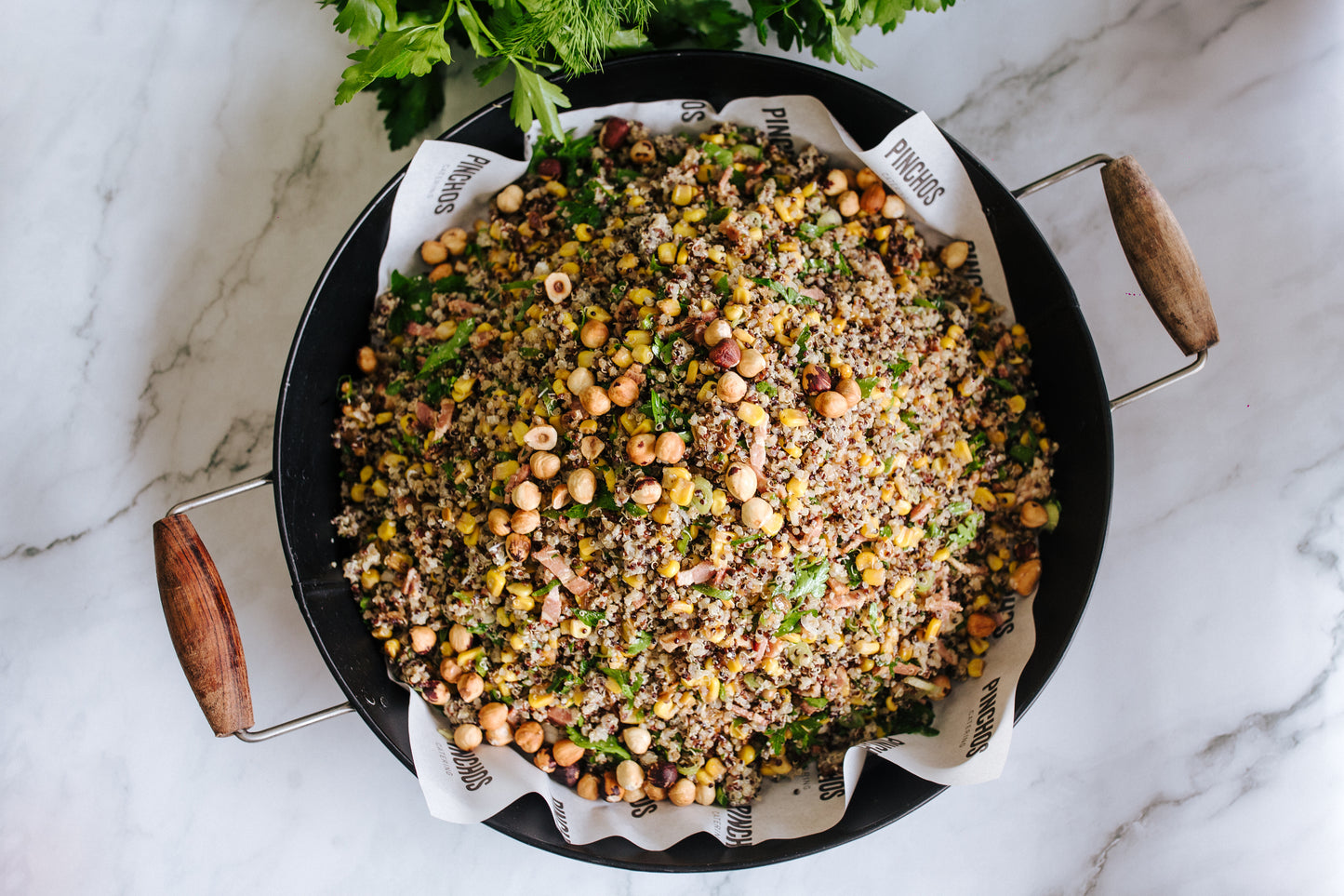 Quinoa, Corn, Bacon, Hazelnut and Parmesan Salad